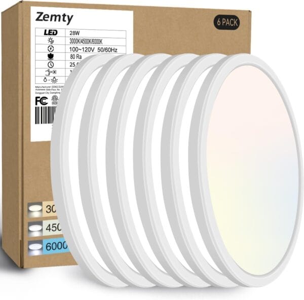 zemty 6pack 12 inch led flush mount ceiling light (white)