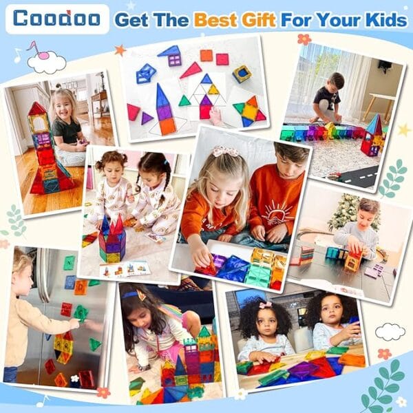 100pcs magnetic tiles stem building toys set with 2 cars